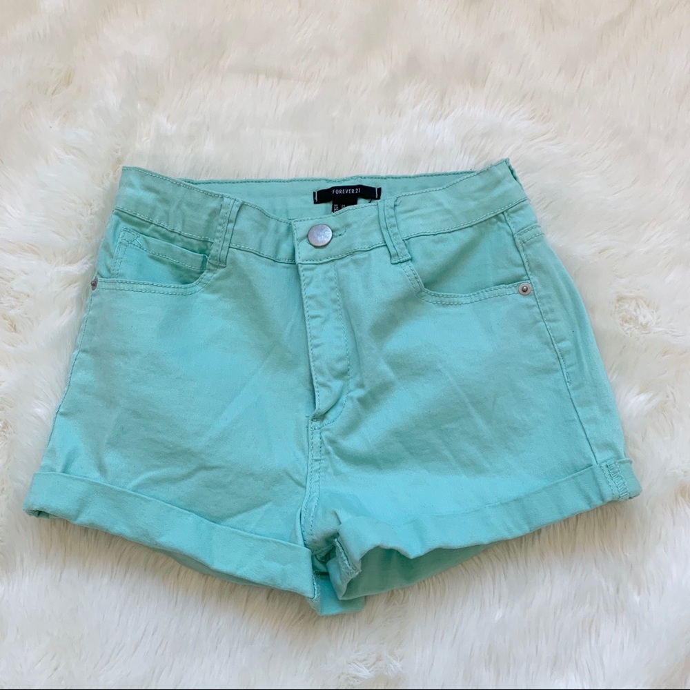 Forever 21 teal high waisted shorts green